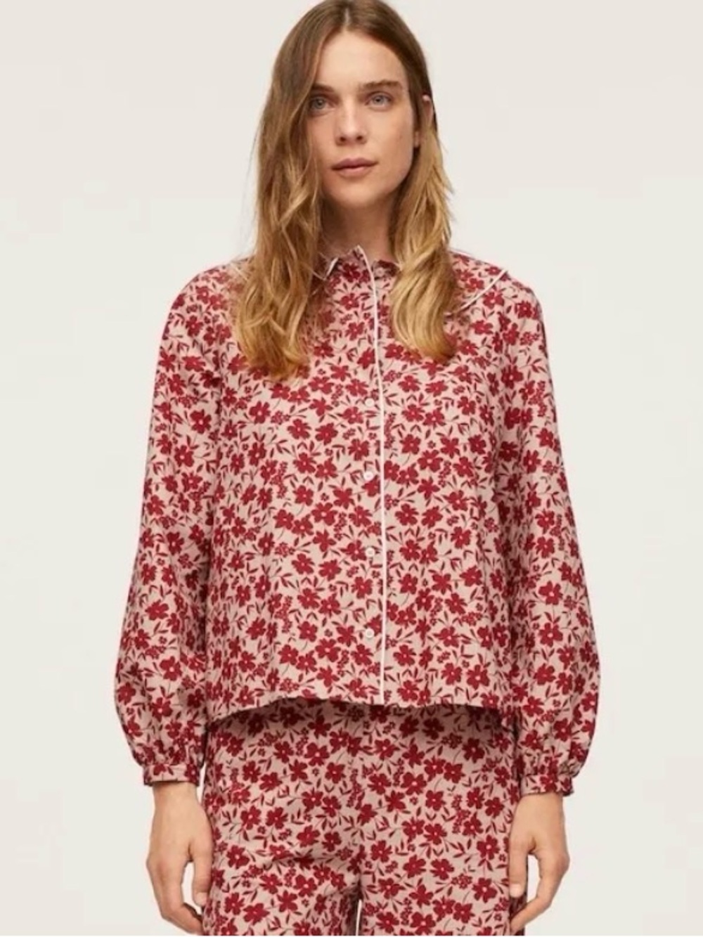Mango Pink and Red Floral Shirt